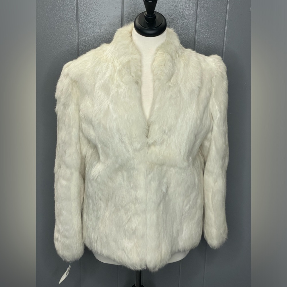 Vintage white rabbit fur jacket